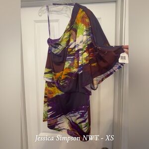 Jessica Simpson NWT Colorful Abstract One-Shoulder Dress